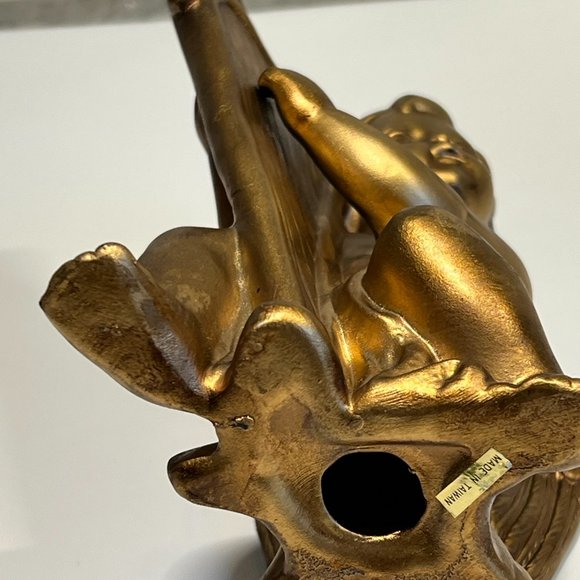 Vintage Cherub Angel Wall Art figurines resin gold with musical instruments - Picture 7 of 10